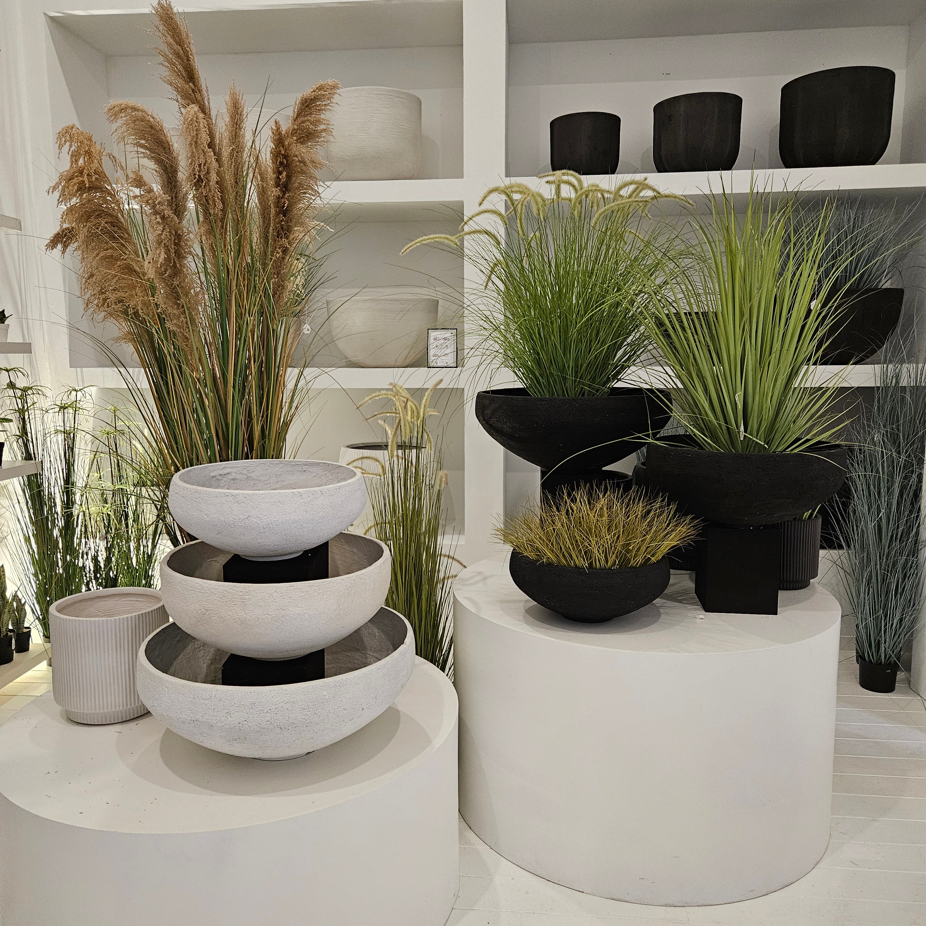 Schaal Vezelklei Zwart Set van 3 - Pot - J-Line - livinglovely.nl