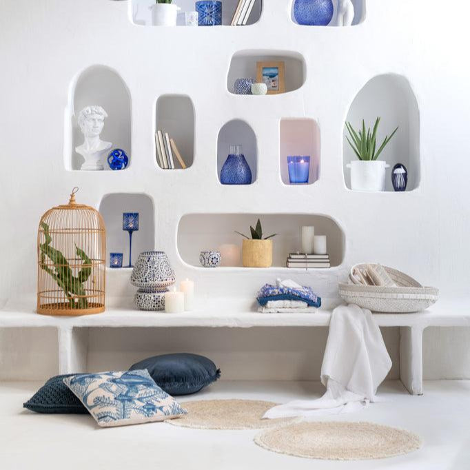 Schalen Rond Rotan Wit Set van 2 - Schaal - J-Line - livinglovely.nl