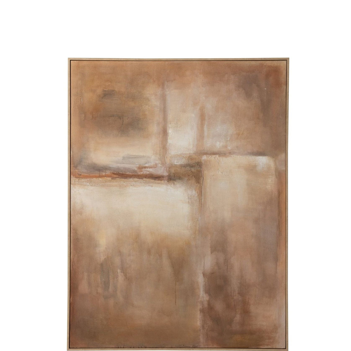 Schilderij Abstract Grenenhout Bruin van J-Line, abstract schilderij in bruintinten met frame van grenenhout