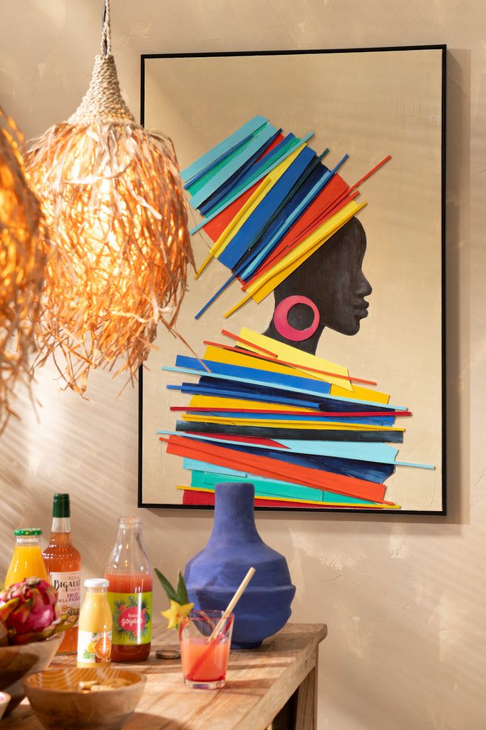 Gemälde Afrikanische Frau Holz/Leinwand Mix 2er-Set - Gemälde - J-Line - livinglovely.de