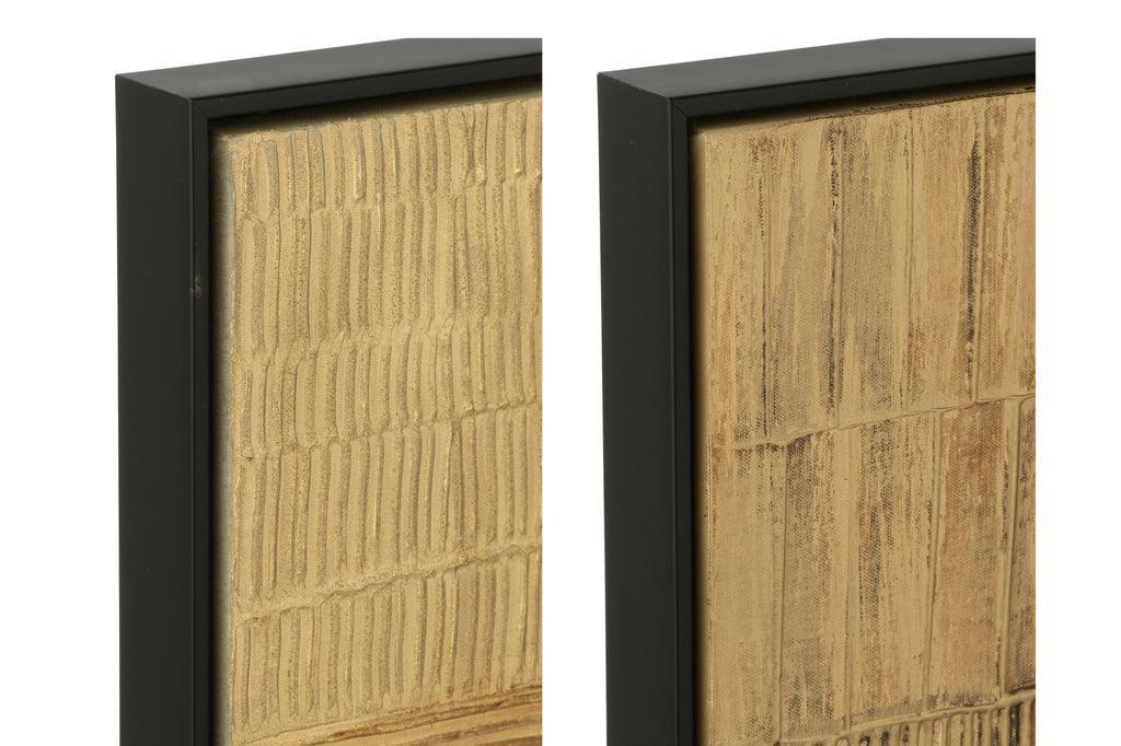 Malerei Streifen Holz/Leinwand Schwarz/Gold Set von zwei - Malerei - J-Line - livinglovely.de