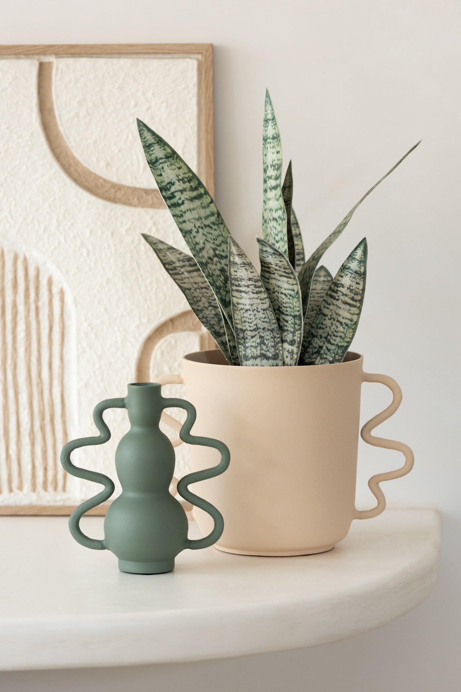 Malerei Formen Papier Weiß/Beige 2er-Set - Malerei - J-Line - livinglovely.de
