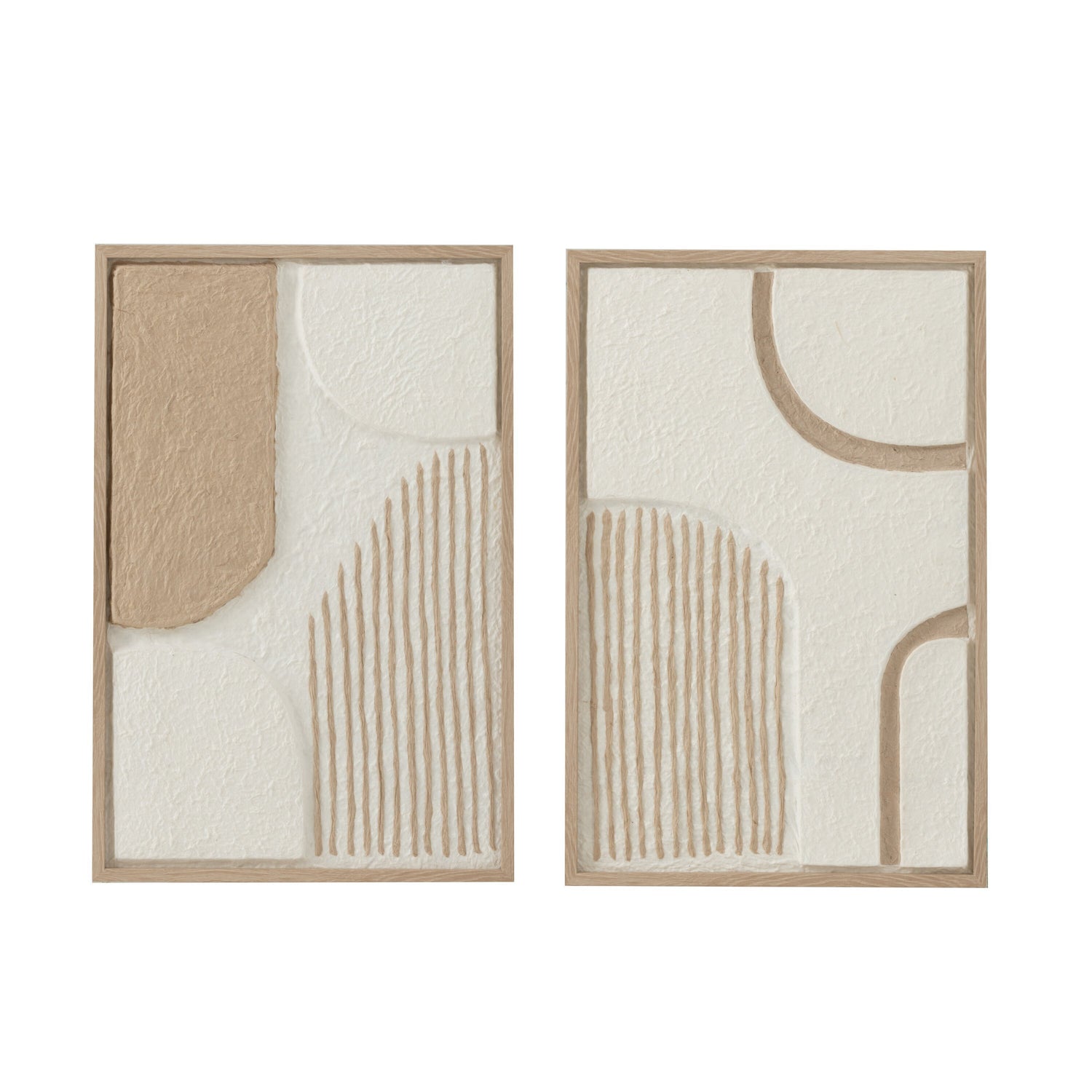 Malerei Formen Papier Weiß/Beige 2er-Set - Malerei - J-Line - livinglovely.de