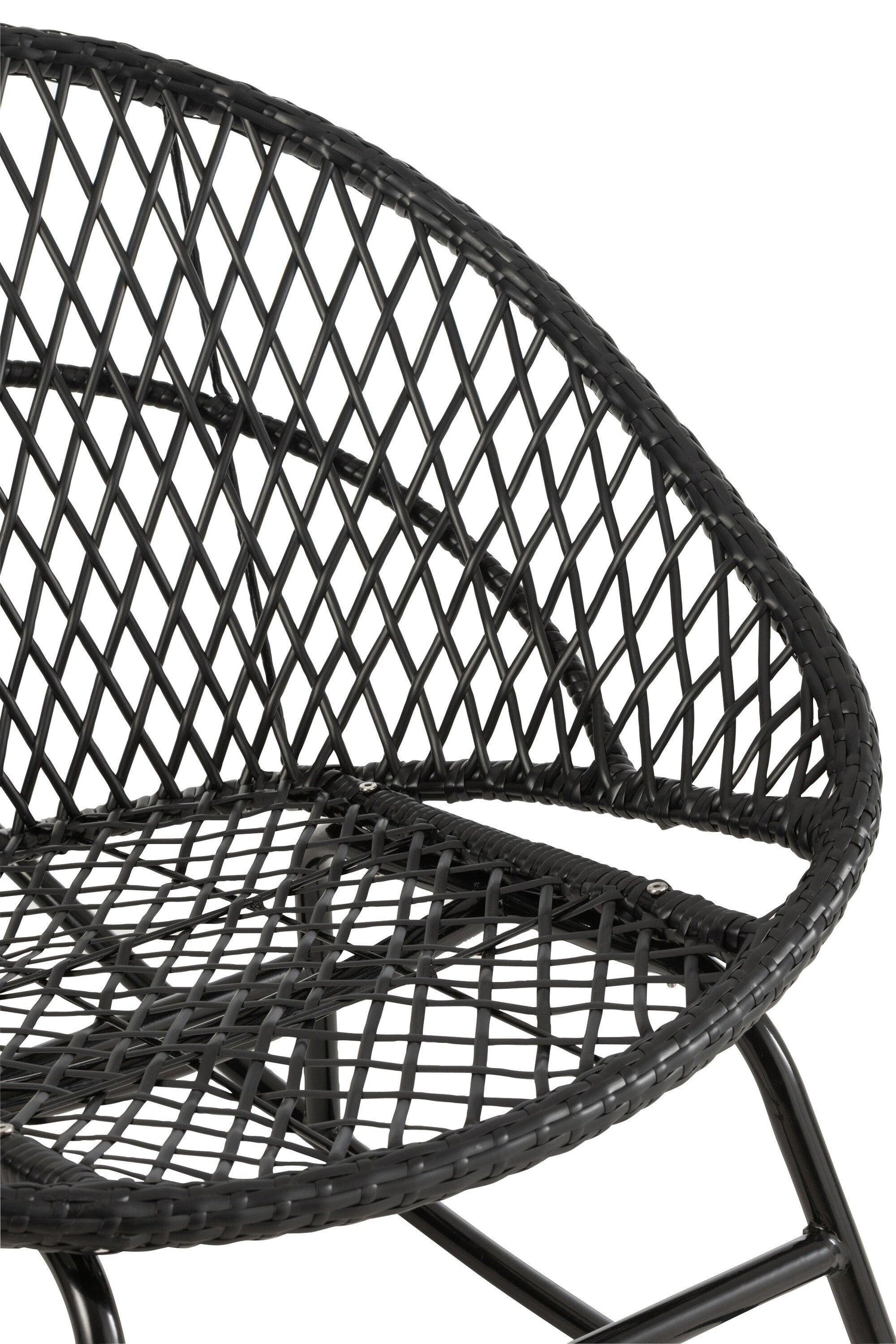 Schommelstoel + Kussen Zayo Metaal/Riet Zwart - Fauteuil - J-Line - livinglovely.nl