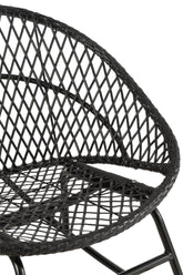 Schommelstoel + Kussen Zayo Metaal/Riet Zwart - Fauteuil - J-Line - livinglovely.nl