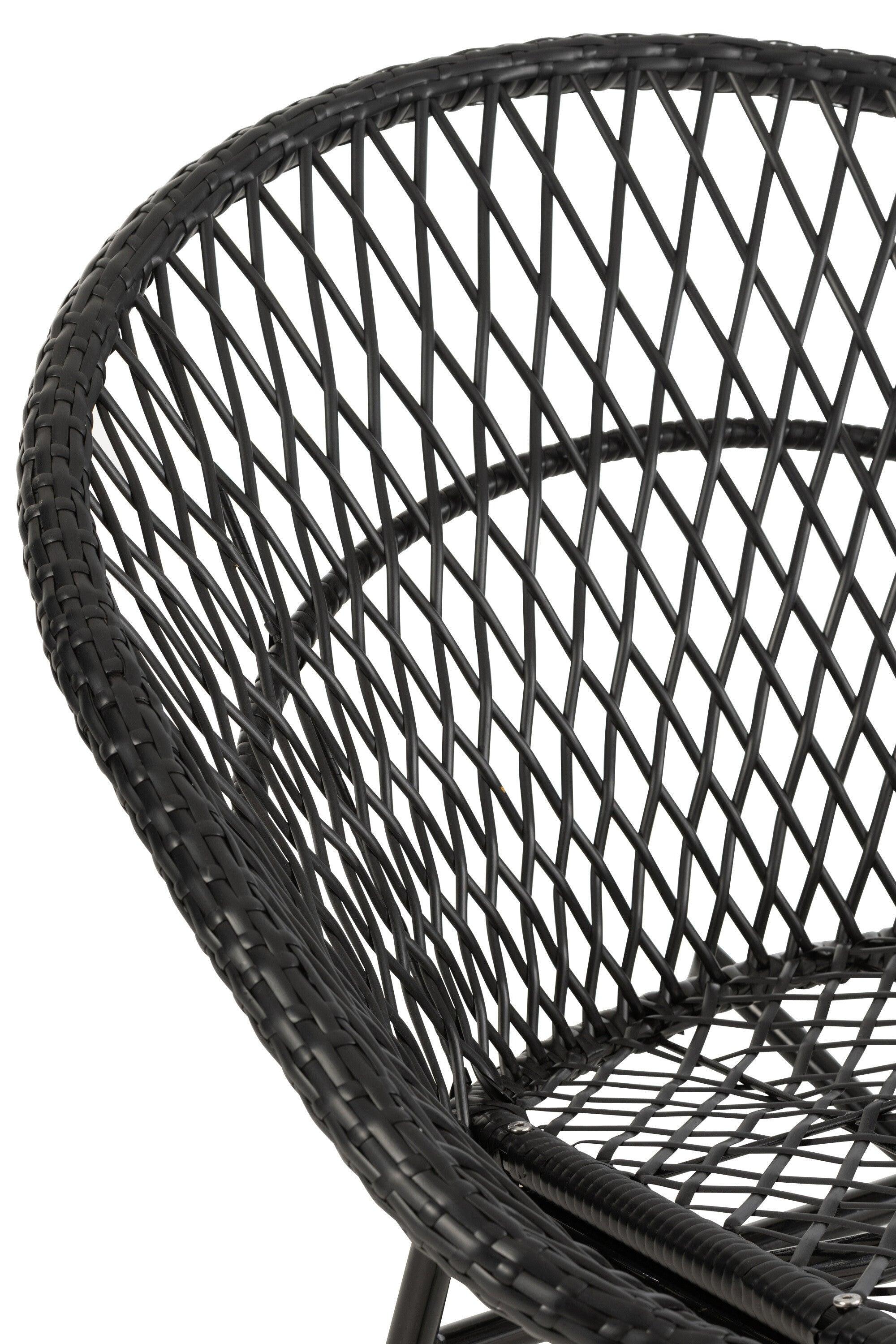 Schommelstoel + Kussen Zayo Metaal/Riet Zwart - Fauteuil - J-Line - livinglovely.nl
