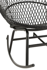 Schommelstoel + Kussen Zayo Metaal/Riet Zwart - Fauteuil - J-Line - livinglovely.nl