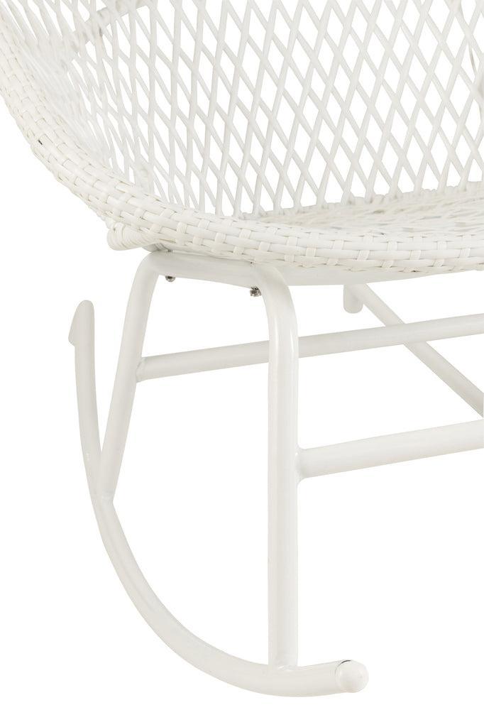 Schommelstoel + Kussens Zayo Draai Metaal/Riet Wit - Fauteuil - J-Line - livinglovely.nl