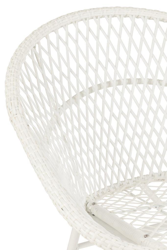 Schommelstoel + Kussens Zayo Draai Metaal/Riet Wit - Fauteuil - J-Line - livinglovely.nl