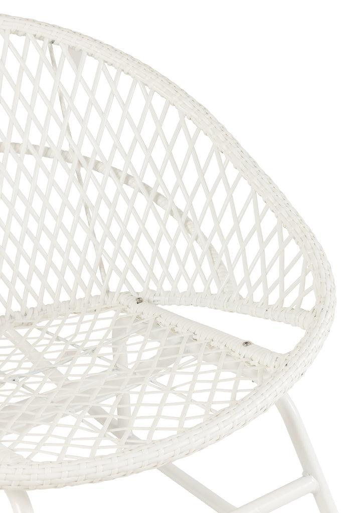Schommelstoel + Kussens Zayo Draai Metaal/Riet Wit - Fauteuil - J-Line - livinglovely.nl