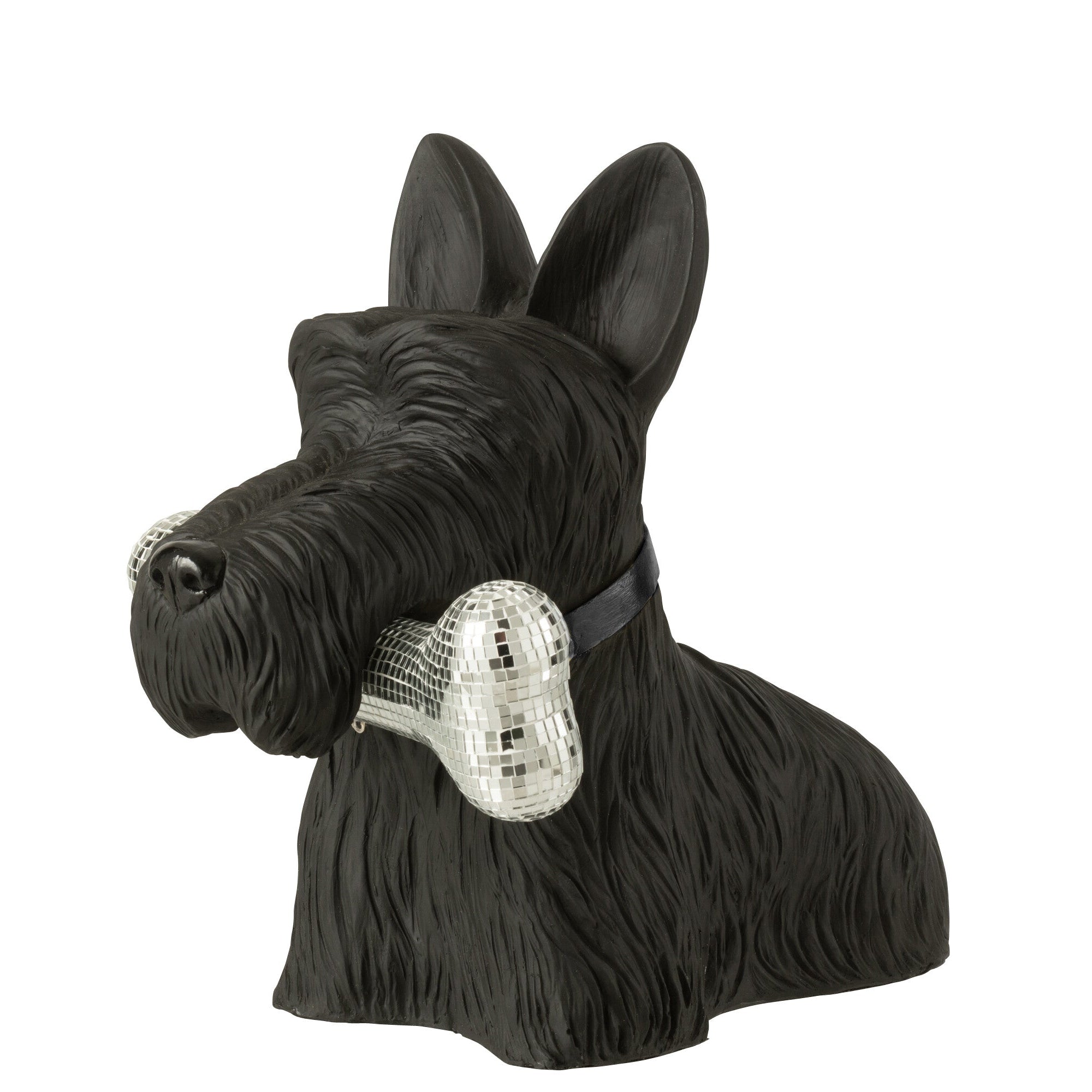 Schotse Terrier + Bot Polyresin Zwart - Beeld - J-Line - livinglovely.nl