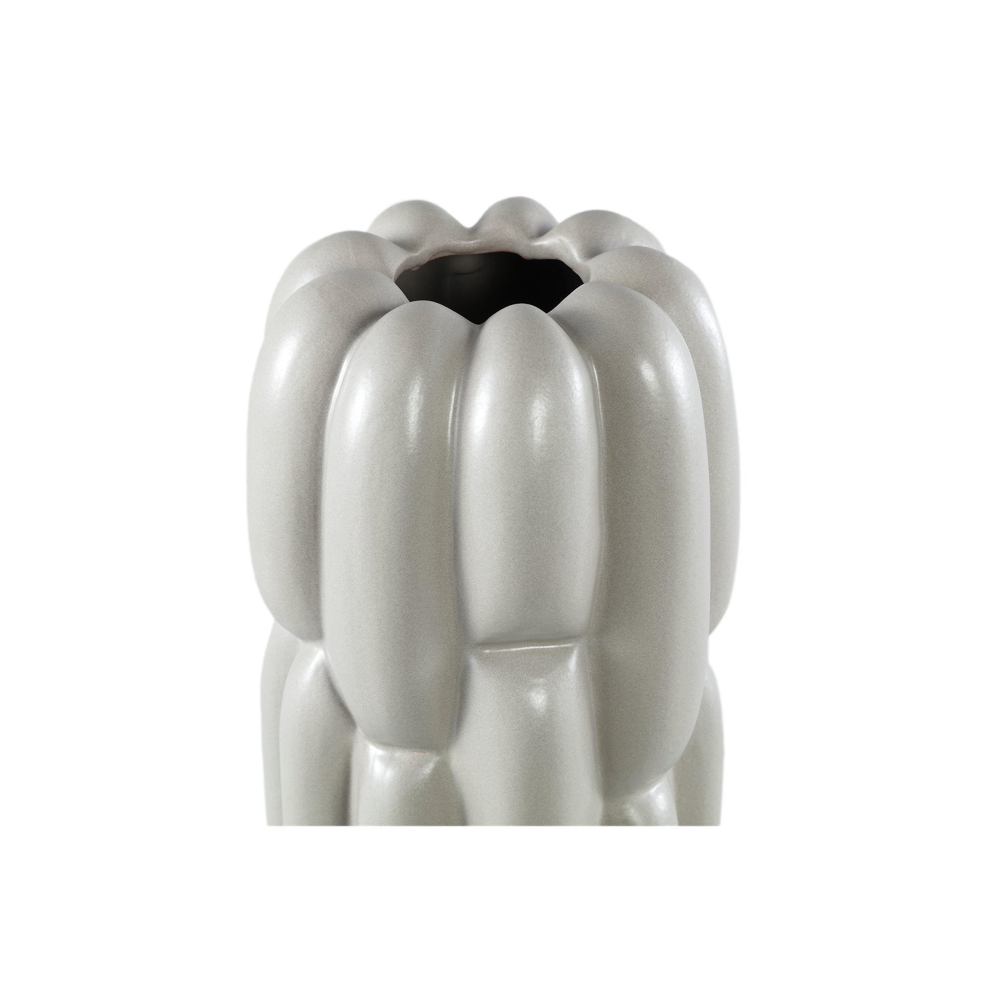 Seanis Grey Round Ceramic Vase Block Pattern M 14.5x14.5x61cm PTMD - Vaas - PTMD - livinglovely.nl