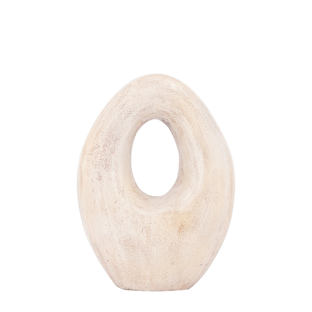 Set Van 2 Haidin Beelden Beige Organisch van PTMD, het staande beeld High met ovale opening in beige steenlook