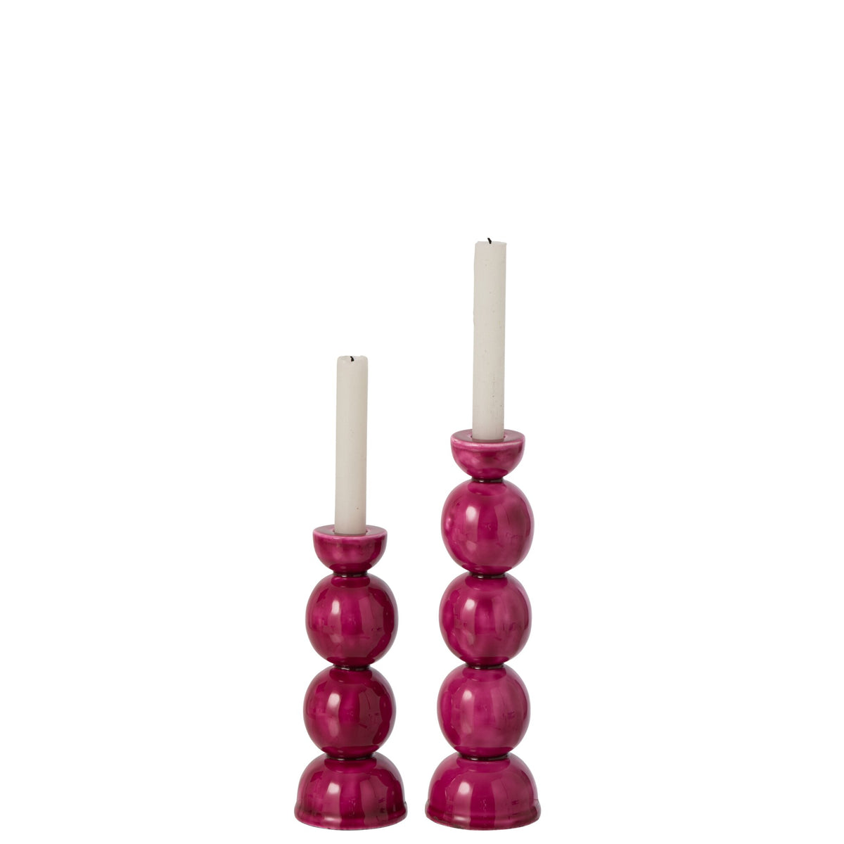 Set van 2 Kaarshouders IJzer Fuchsia J-Line