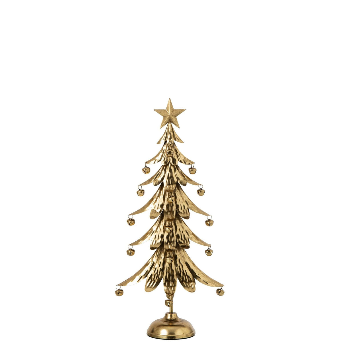 Klein gouden kerstboompje van J-Line van 56 cm met ster op een ronde voet