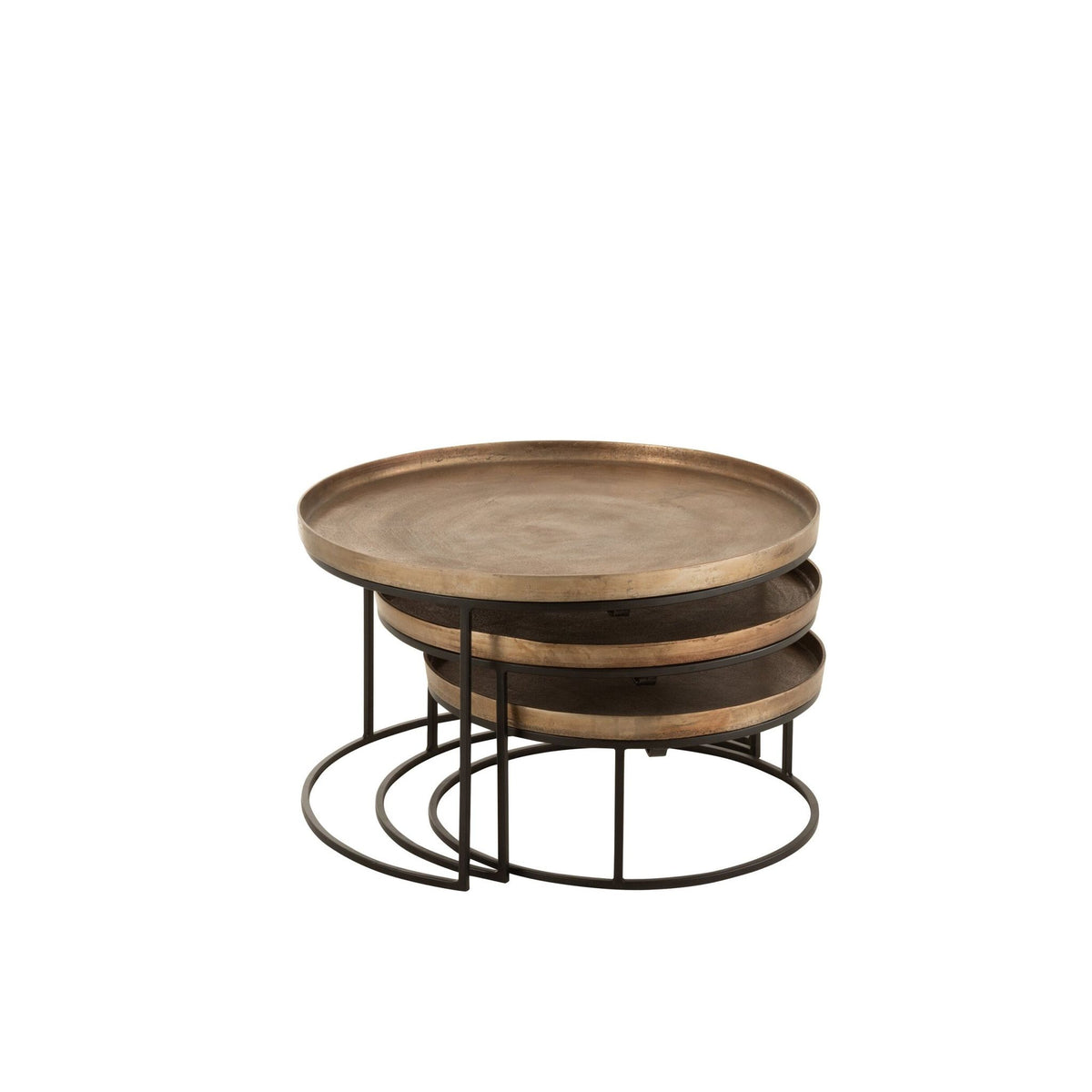 Set van 3 Bijzettafels Rond Aluminium Roest J-Line