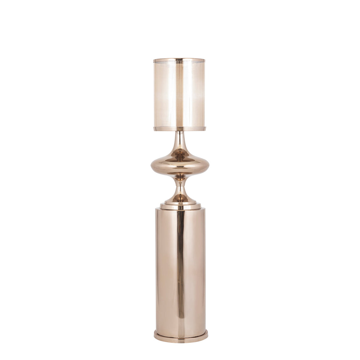 Set Van 3 Rodire Windlichten RVS Brons van PTMD, het vloermodel van 125 centimeter met glazen kelk