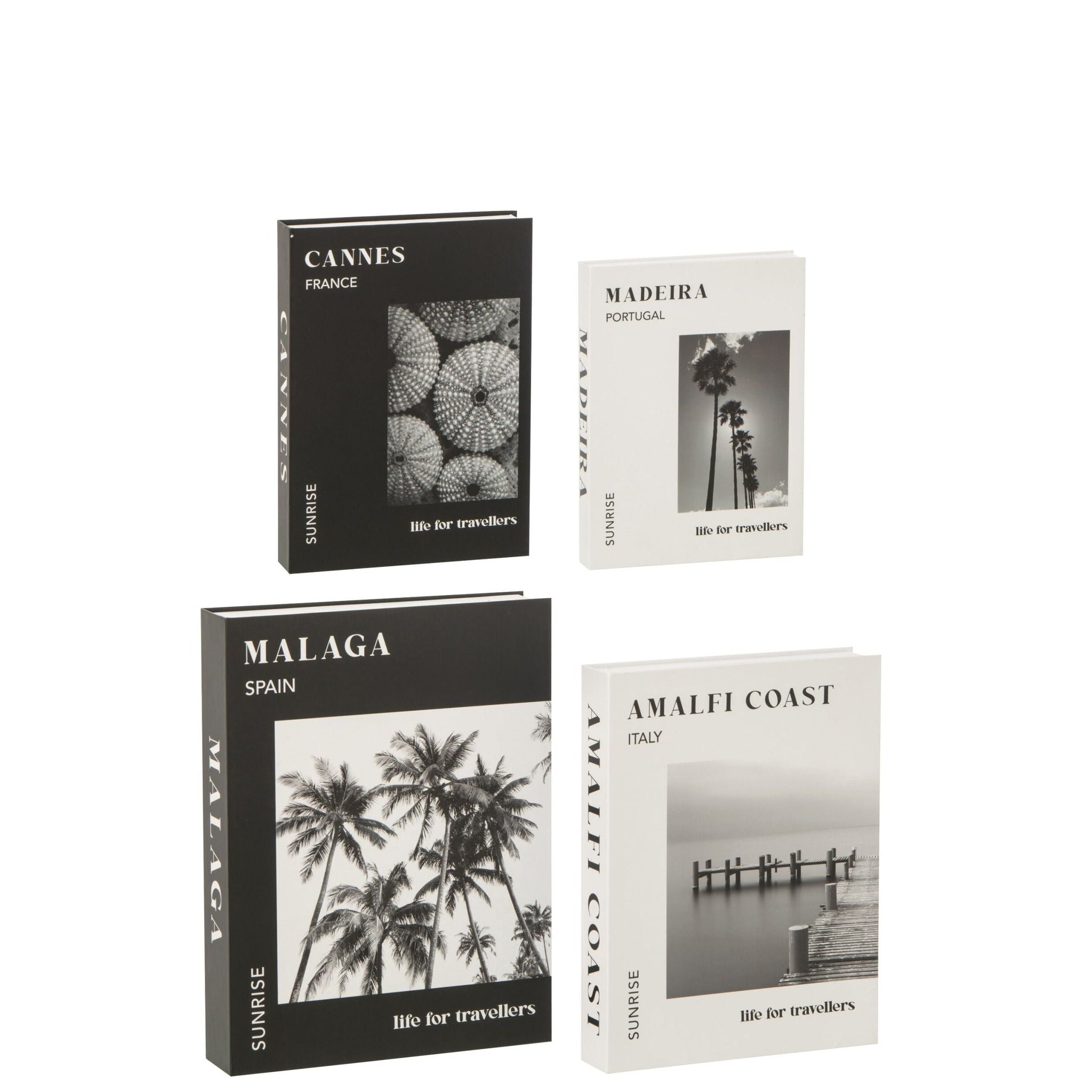 Set Van 4 Opbergdoos Boek Papier Wit/Zwart J-Line
