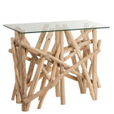 Sidetable Rechthoek Takken Hout/Glas Naturel - Sidetable - J-Line - livinglovely.nl