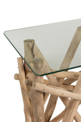 Sidetable Rechthoek Takken Hout/Glas Naturel - Sidetable - J-Line - livinglovely.nl