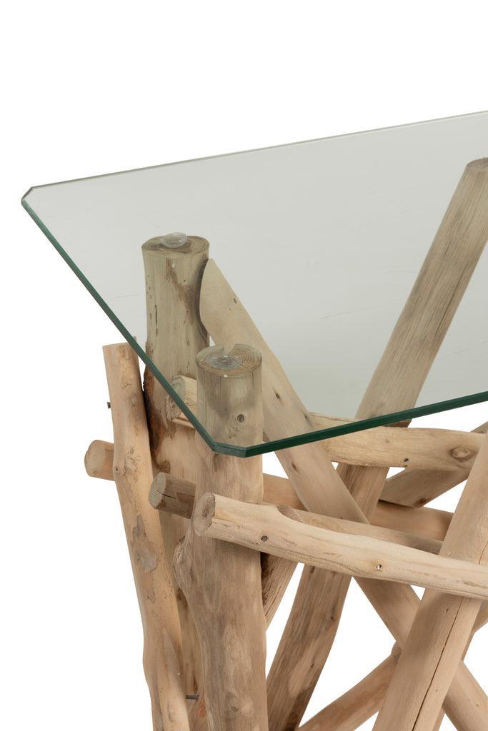Sidetable Rechthoek Takken Hout/Glas Naturel - Sidetable - J-Line - livinglovely.nl