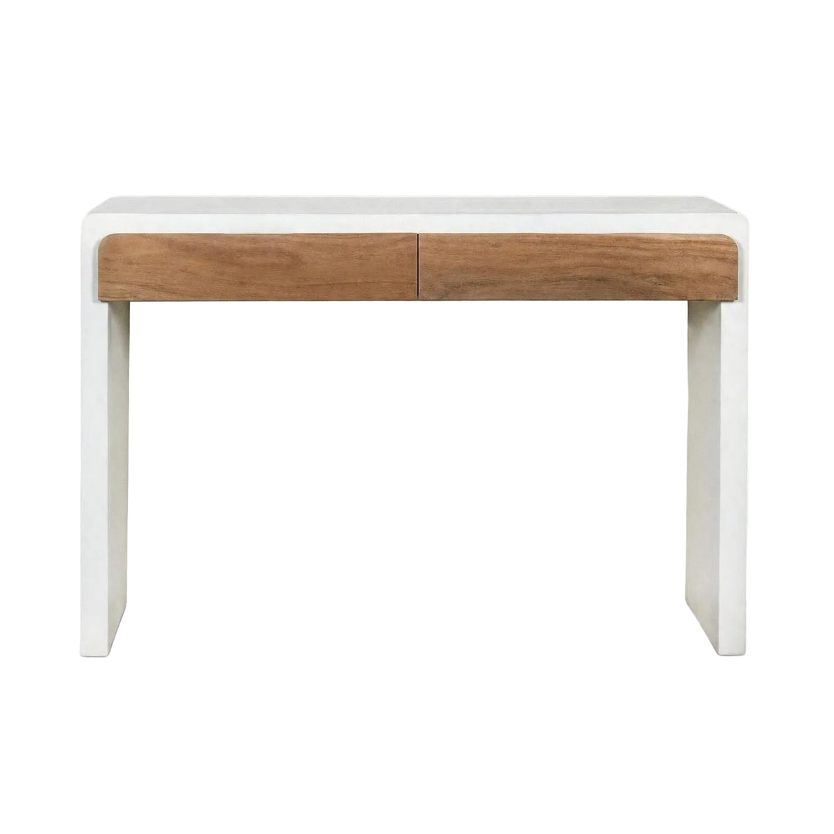 Sidetable Verona 2 Lades Kalkpleister Gebroken Wit van Pomax, ander aanzicht in gebroken wit met oog voor detail
