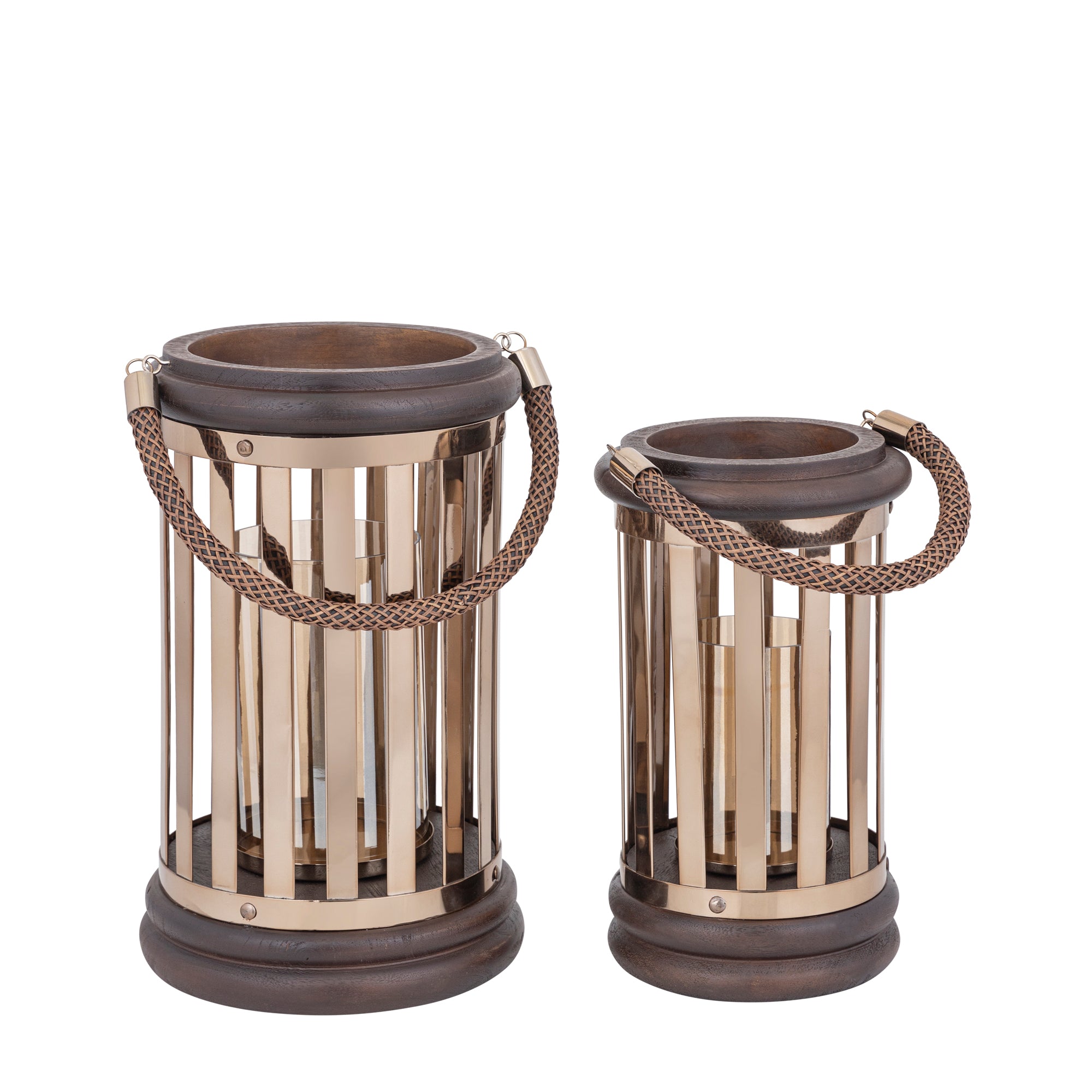 Sjorsh BrownGold Mango Wood St. Steel Lantern S PTMD - Lantaarn - PTMD - livinglovely.nl