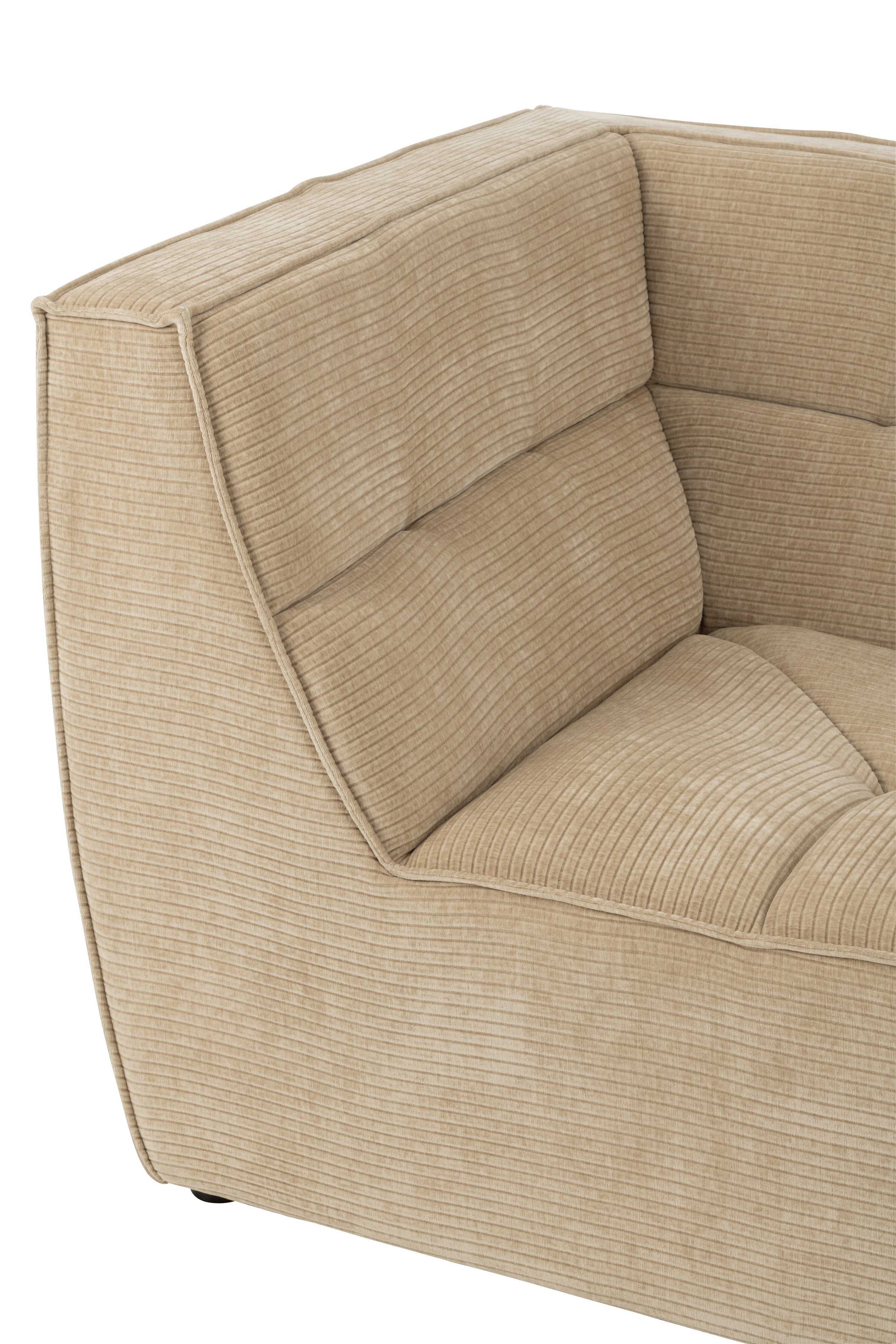 Sofa Corner Grid Poplar Wood/Foam Dark Beige - - J-Line - livinglovely.nl