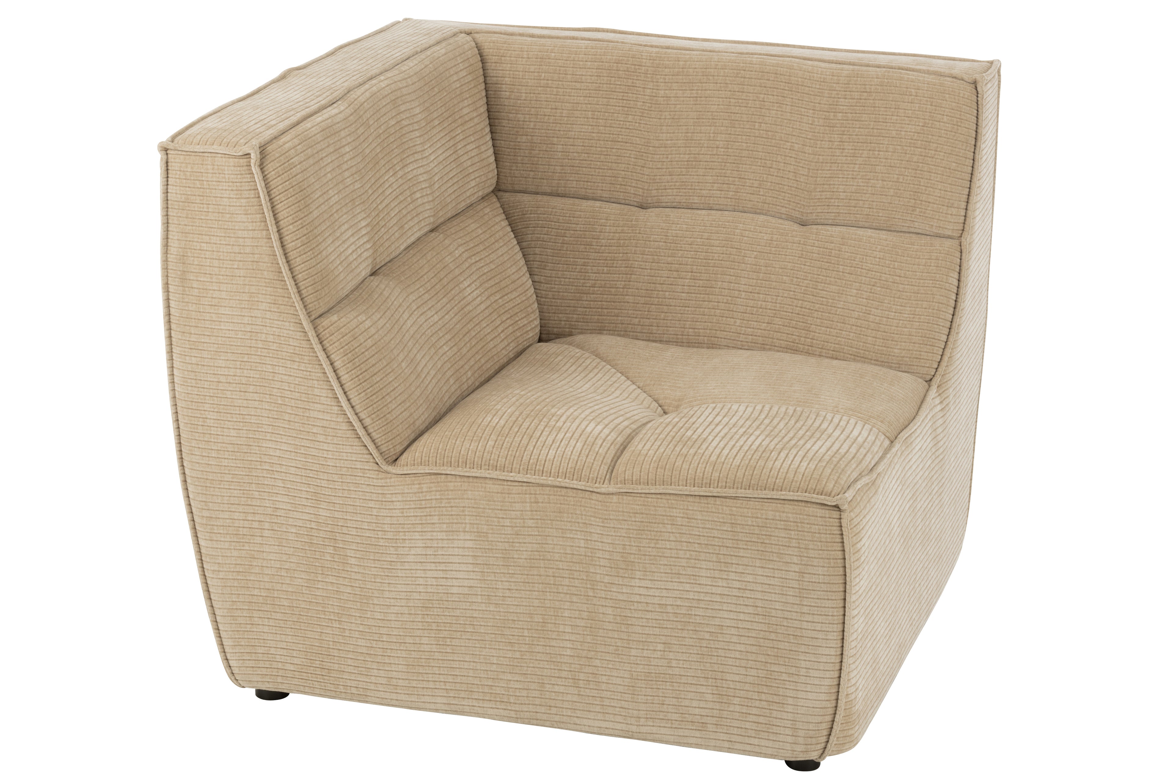 Sofa Corner Grid Poplar Wood/Foam Dark Beige - - J-Line - livinglovely.nl