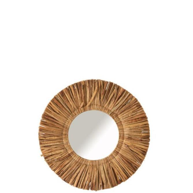 Spiegel Maurice Rond Waterhyacint Bruin Small 64x64cm - Spiegel - J-Line - livinglovely.nl