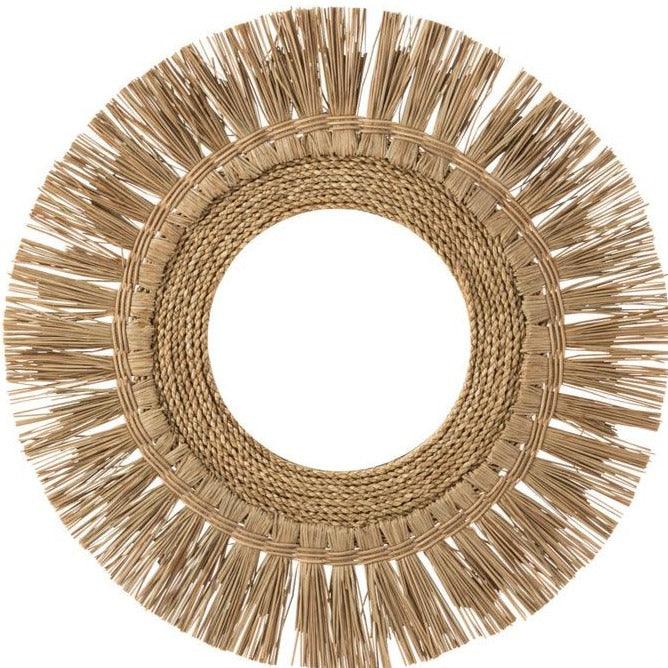 Spiegel Rond Gras Naturel 66,5x66,5cm - Spiegel - J-Line - livinglovely.nl