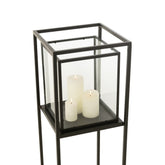 Staand Windlicht Hurricane Vierkant Zwart J-Line - Windlicht - J-Line - livinglovely.nl
