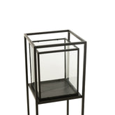 Staand Windlicht Hurricane Vierkant Zwart J-Line - Windlicht - J-Line - livinglovely.nl