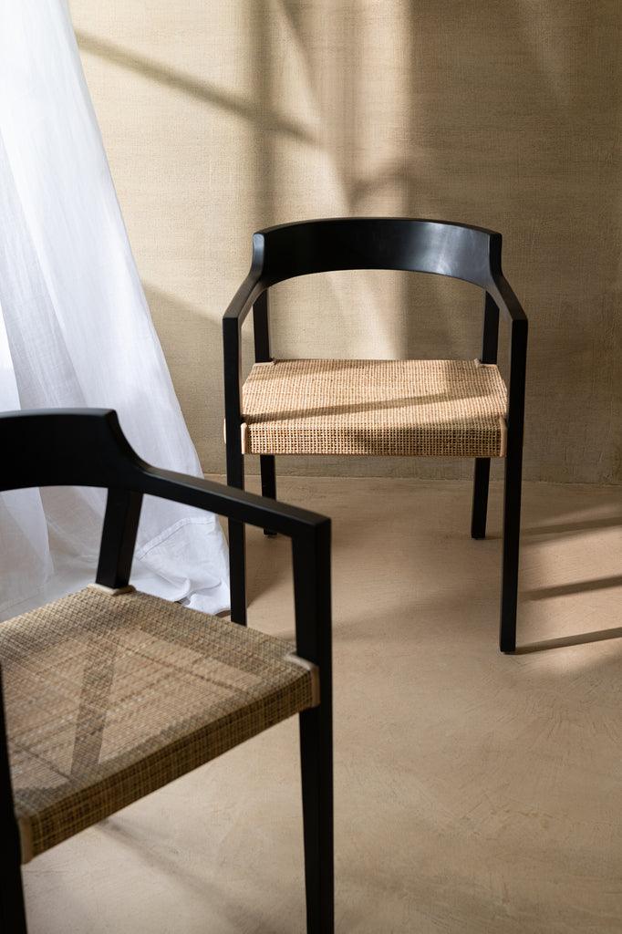 Stoel Emma Teakhout Zwart/Bruin - Eetkamerstoel - J-Line - livinglovely.nl