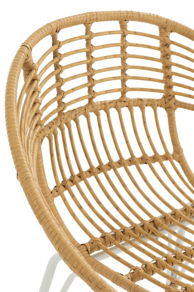 Stoel Jeanne Buiten Metaal/Rattan Naturel/Wit - Terrasstoel - J-Line - livinglovely.nl