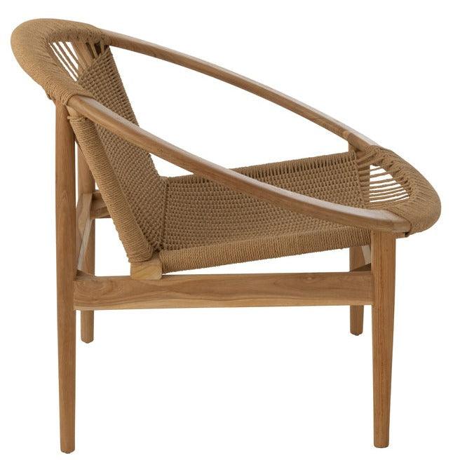 Stoel Rond Teak Hout Naturel - Fauteuil - J-Line - livinglovely.nl