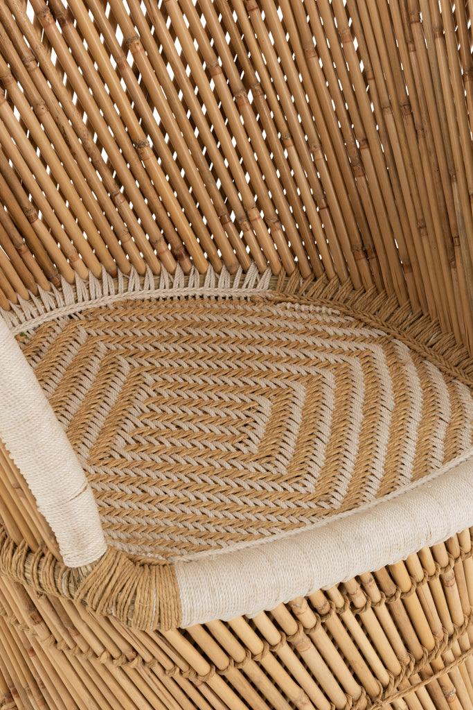 Stoel Rugsteun Bamboe Natural/Wit Volwassene - Fauteuil - J-Line - livinglovely.nl