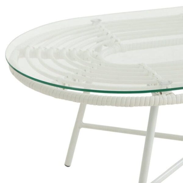 Tafel Laag Ovaal Buiten Metaal/Glas Wit - Outdoor tafel - J-Line - livinglovely.nl