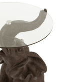 Tafel Olifant Poly/Glas Donkerbruin - Bijzettafel - J-Line - livinglovely.nl