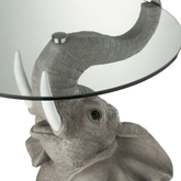 Tafel Olifant Poly/Glas Grijs - Bijzettafel - J-Line - livinglovely.nl