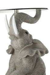 Tafel Olifant Poly/Glas Grijs - Bijzettafel - J-Line - livinglovely.nl
