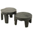 Tafel Rond Teak Hout Zwart Set van 2 - Bijzettafel - J-Line - livinglovely.nl