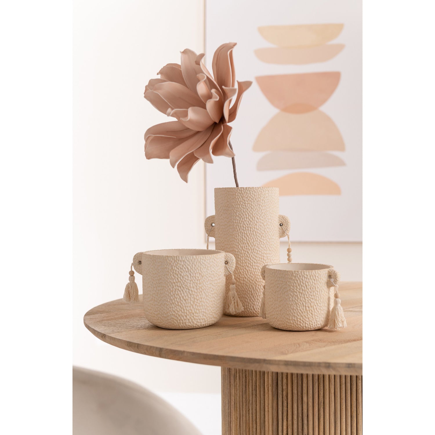 Tafel Vincent Mangohout Naturel Large Ø120cm J-Line - Eetkamertafel - J-Line - livinglovely.nl