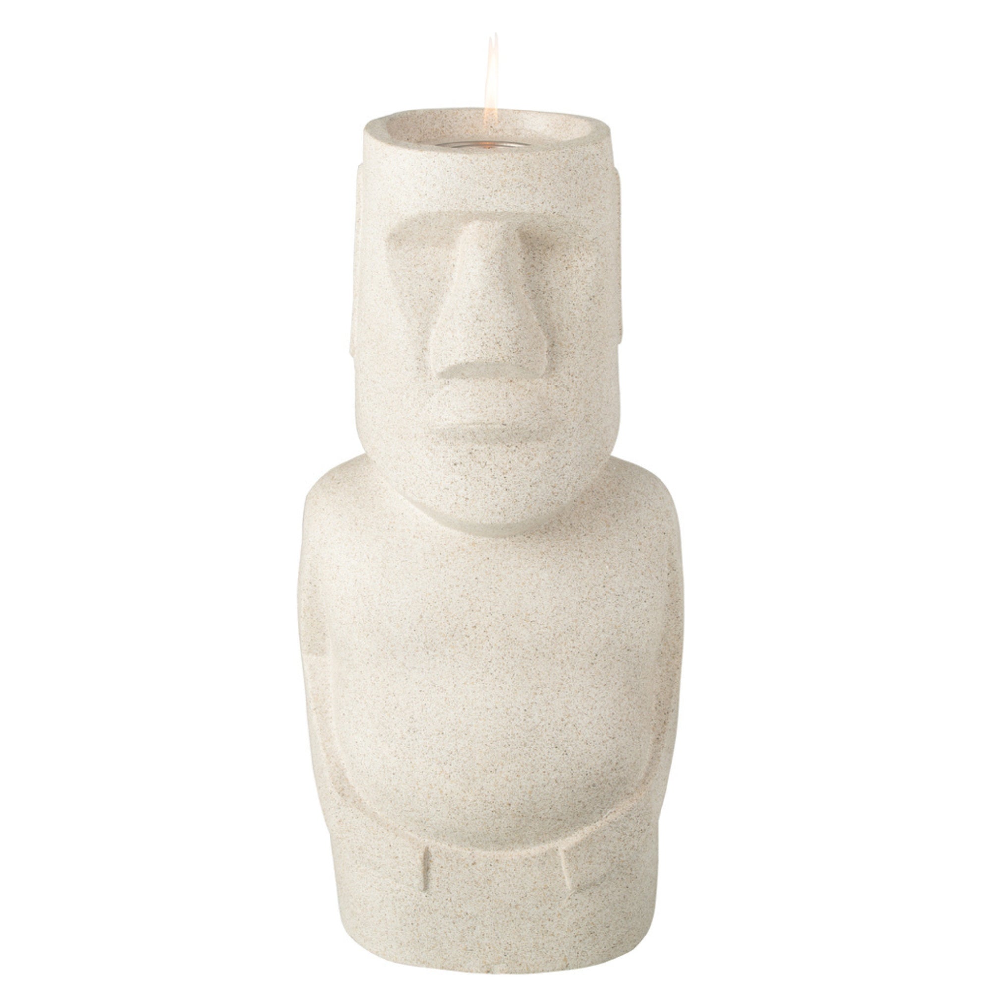 Tafelhaard Bio-Ethanol Moai Grijs 28x22x65cm - Tafelhaard - J-Line - livinglovely.nl