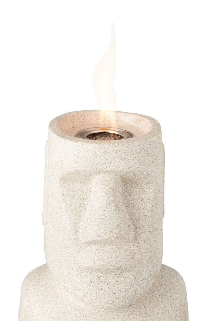 Tafelhaard Bio-Ethanol Moai Grijs 28x22x65cm - Tafelhaard - J-Line - livinglovely.nl