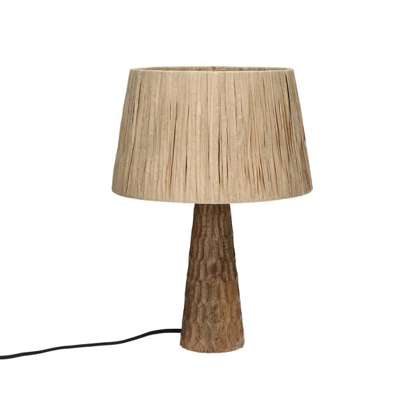 Tafellamp - Agnes - Mango Hout / Raffia - DIA 25 x H 35 cm - Bruin Pomax - Tafellamp - Pomax - livinglovely.nl