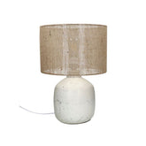 Tafellamp - ESMÉ- Keramiek / Rotan - DIA 33 x H 48 cm - Wit Pomax - Tafellamp - Pomax - livinglovely.nl