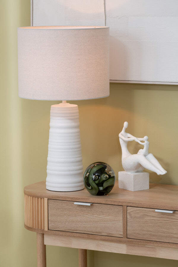 Tafellamp Keramiek Wit - Tafellamp - J-Line - livinglovely.nl