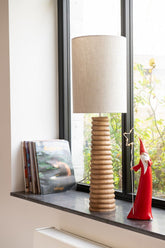 Tafellamp Schroefdraad Hout Naturel Grijs - Tafellamp - J-Line - livinglovely.nl