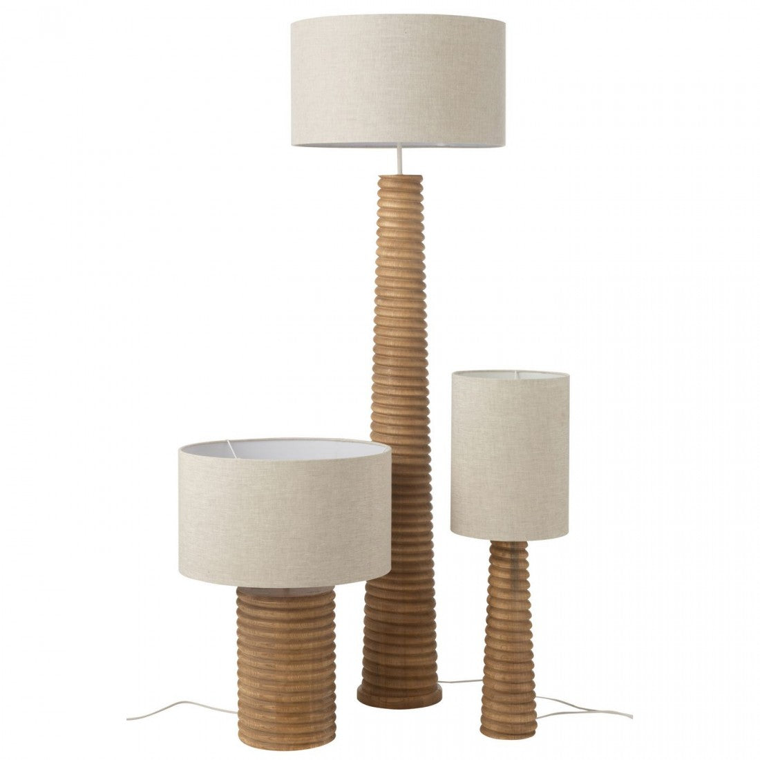 Tafellamp Schroefdraad Hout Naturel Grijs - Tafellamp - J-Line - livinglovely.nl
